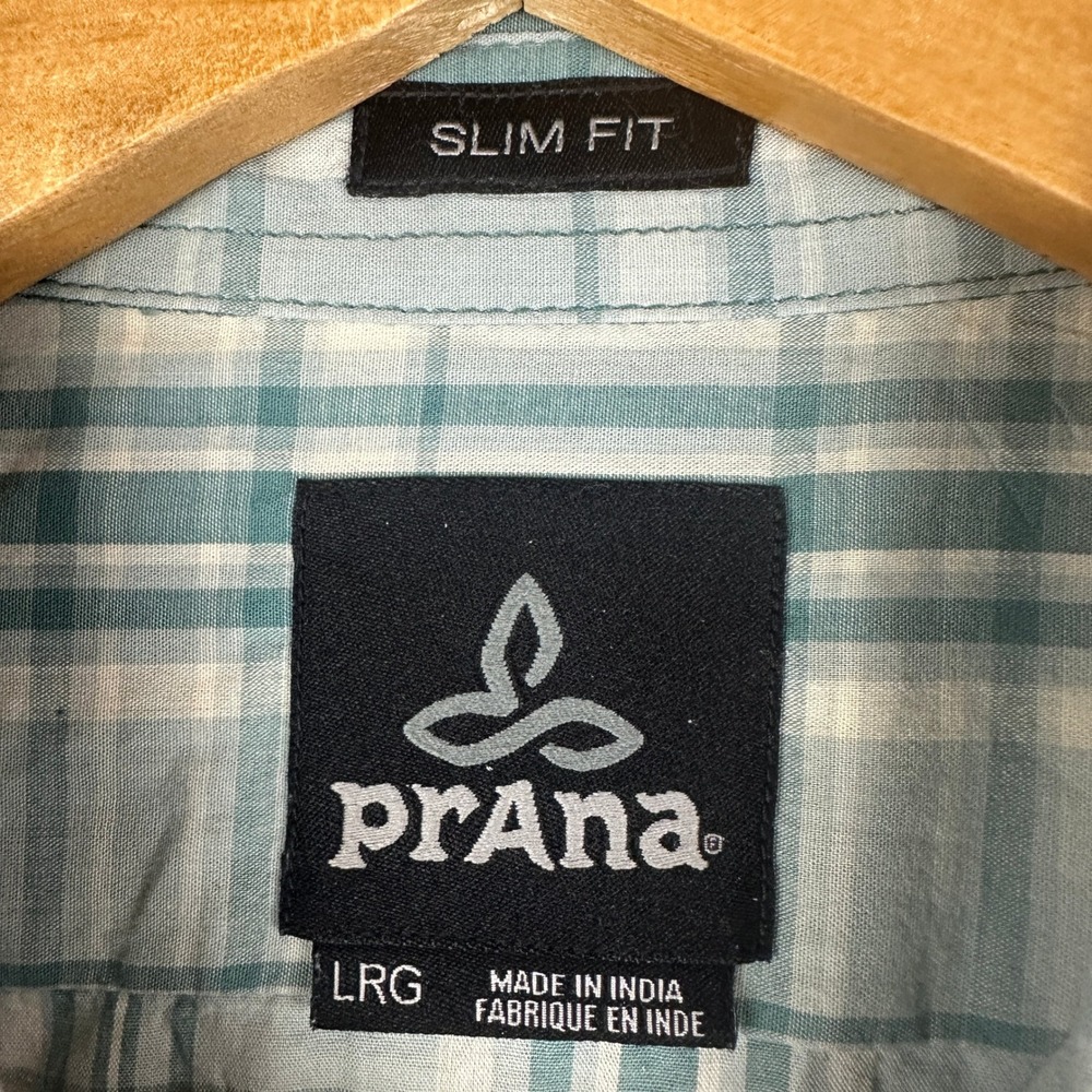 Prana Mens Slim Fit Plaid Organic Cotton Button Down Plaid Shirt M21191486 L - Picture 2 of 11